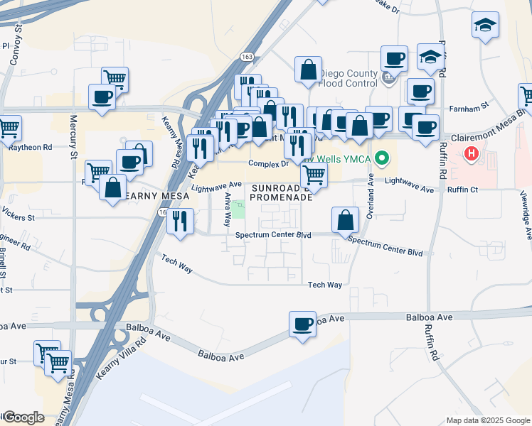 map of restaurants, bars, coffee shops, grocery stores, and more near 4986 Haight Terrace in San Diego