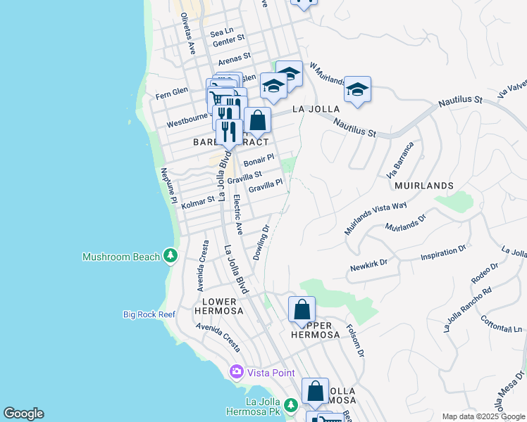 map of restaurants, bars, coffee shops, grocery stores, and more near 526 Palomar Avenue in San Diego
