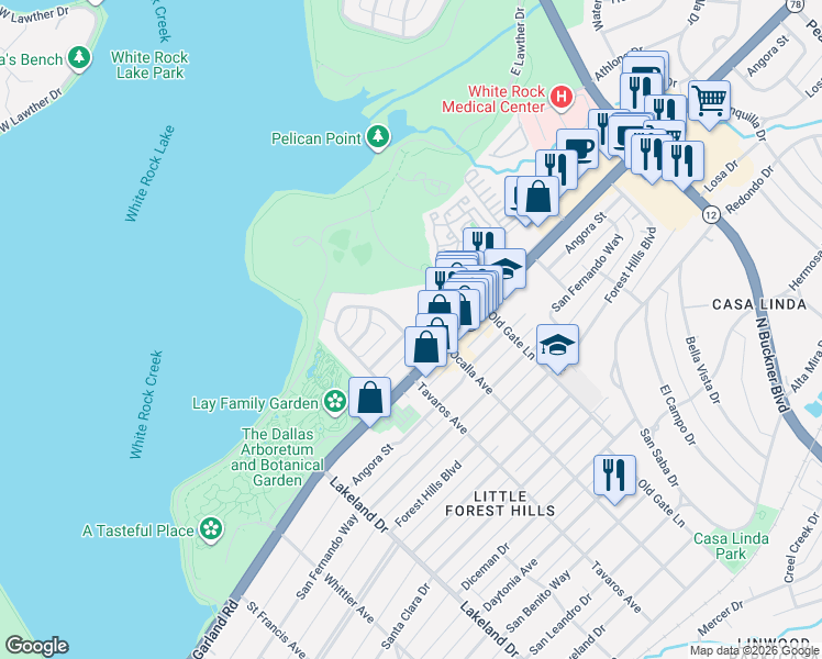map of restaurants, bars, coffee shops, grocery stores, and more near 1176 Ballymote Drive in Dallas