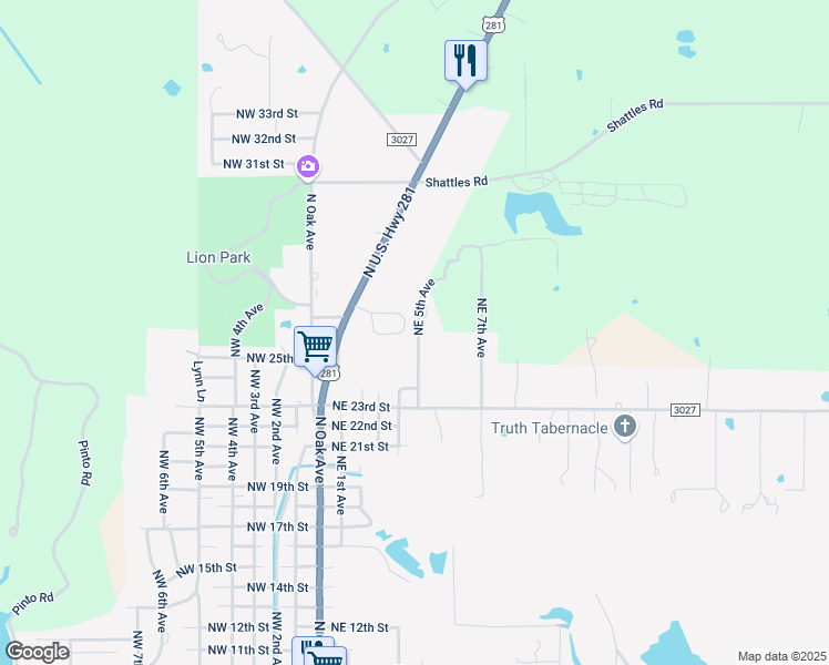 map of restaurants, bars, coffee shops, grocery stores, and more near 516 Shady Oak Circle in Mineral Wells