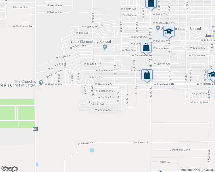 map of restaurants, bars, coffee shops, grocery stores, and more near 1809 West Hermosa Drive in Artesia