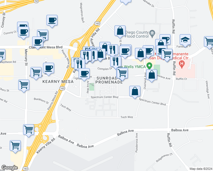 map of restaurants, bars, coffee shops, grocery stores, and more near 4953 Haight Terrace in San Diego