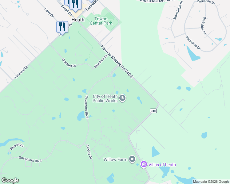 map of restaurants, bars, coffee shops, grocery stores, and more near 1200 Fm 740 South in Forney