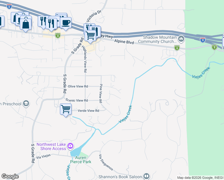 map of restaurants, bars, coffee shops, grocery stores, and more near 1852 Scenic View Place in Alpine