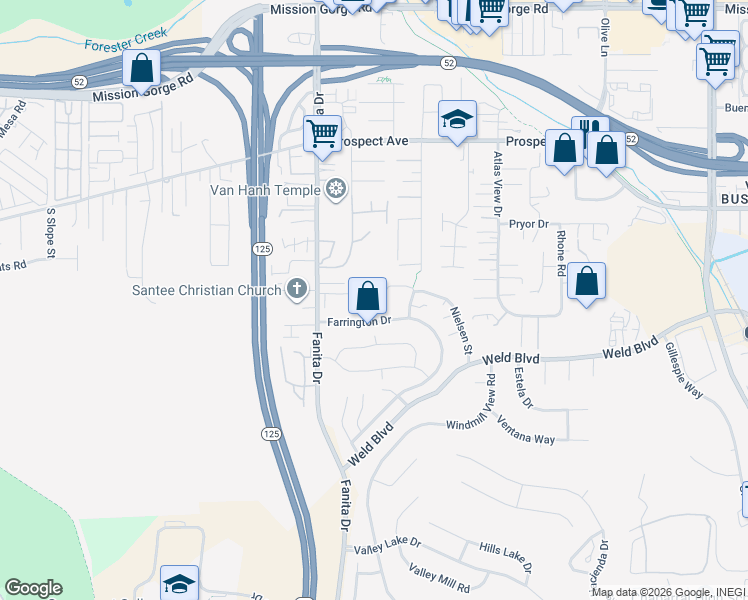 map of restaurants, bars, coffee shops, grocery stores, and more near 2471 Nielsen Street in El Cajon