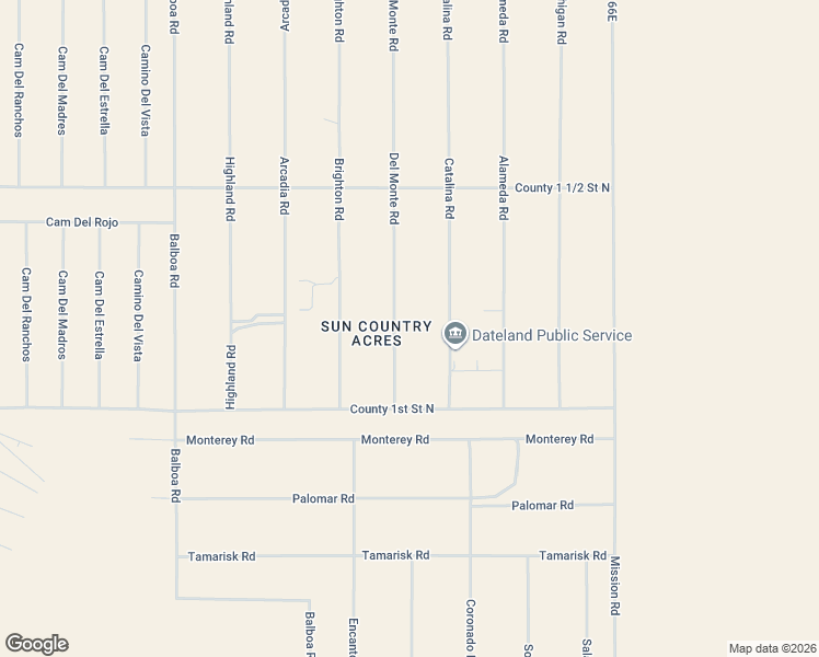 map of restaurants, bars, coffee shops, grocery stores, and more near 1227 Del Monte Road in Dateland