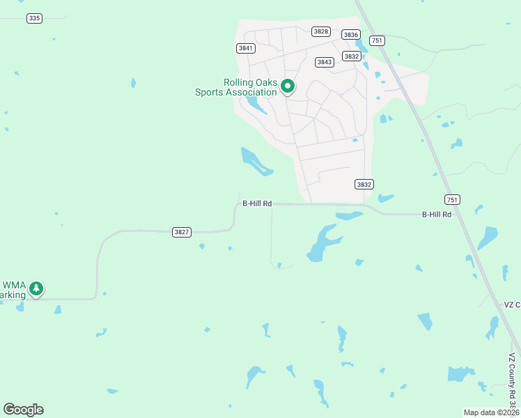 map of restaurants, bars, coffee shops, grocery stores, and more near 751 County Road 3827 in Wills Point
