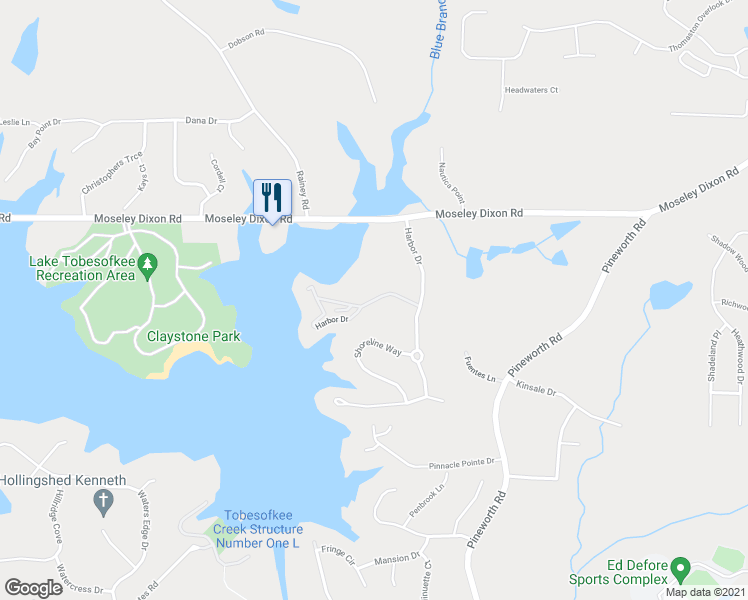 map of restaurants, bars, coffee shops, grocery stores, and more near Harbor Drive in Macon