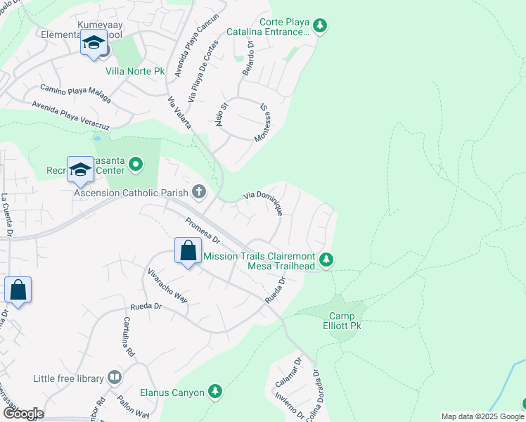 map of restaurants, bars, coffee shops, grocery stores, and more near 4734 Ocana Place in San Diego