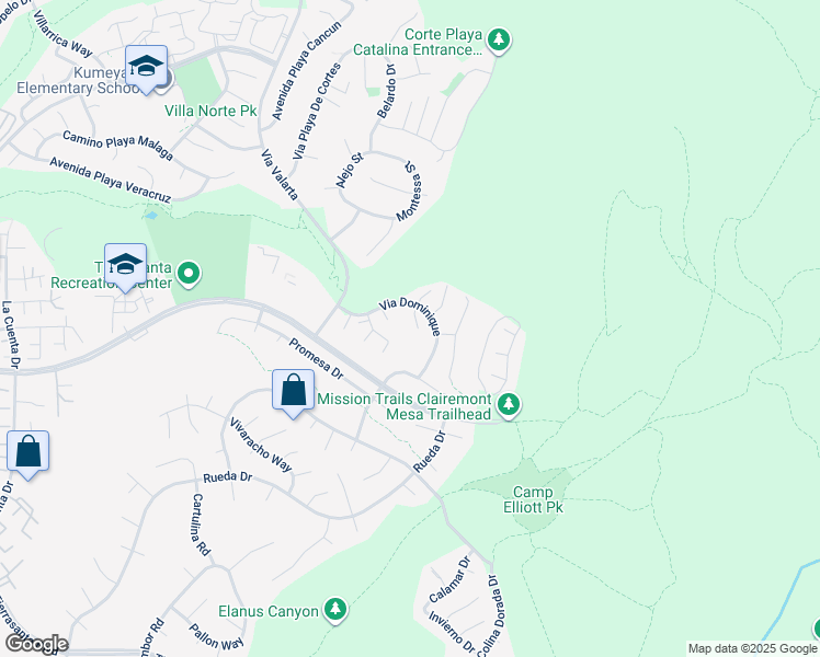 map of restaurants, bars, coffee shops, grocery stores, and more near 4734 Ocana Place in San Diego