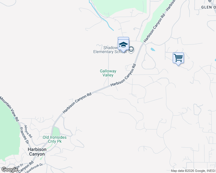 map of restaurants, bars, coffee shops, grocery stores, and more near 2 Harbison Canyon Road in Alpine