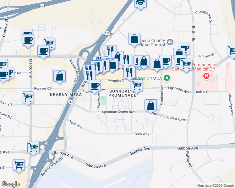 map of restaurants, bars, coffee shops, grocery stores, and more near 8836 Promenade North Place in San Diego