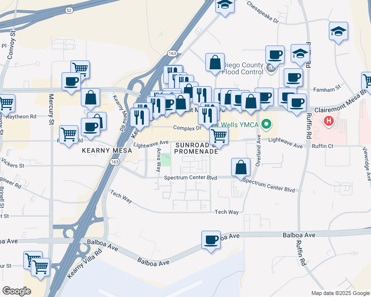 map of restaurants, bars, coffee shops, grocery stores, and more near 8836 Promenade North Place in San Diego