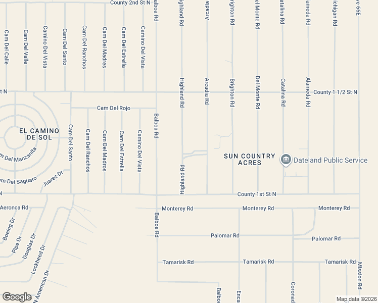 map of restaurants, bars, coffee shops, grocery stores, and more near 1333 Highland Road in Dateland