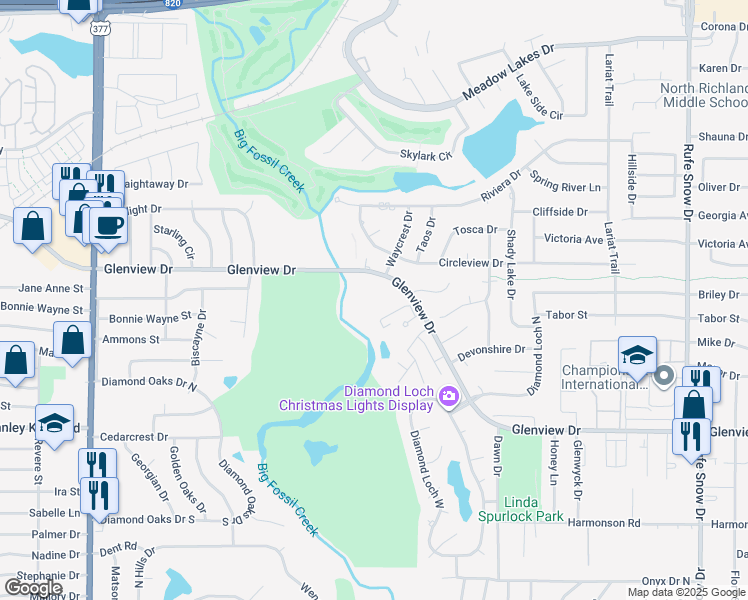map of restaurants, bars, coffee shops, grocery stores, and more near 6106 Glenview Drive in Haltom City