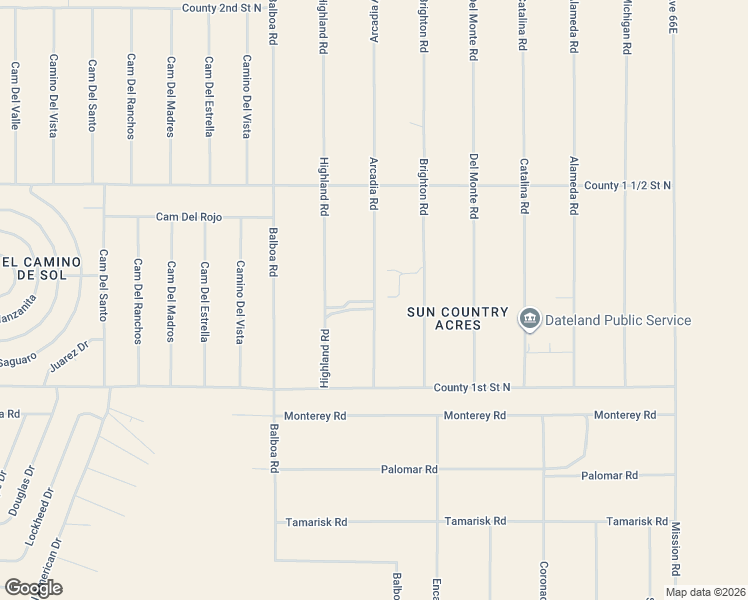 map of restaurants, bars, coffee shops, grocery stores, and more near 1244 Arcadia Road in Dateland