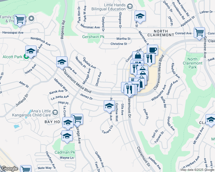 map of restaurants, bars, coffee shops, grocery stores, and more near 3560 Luna Avenue in San Diego