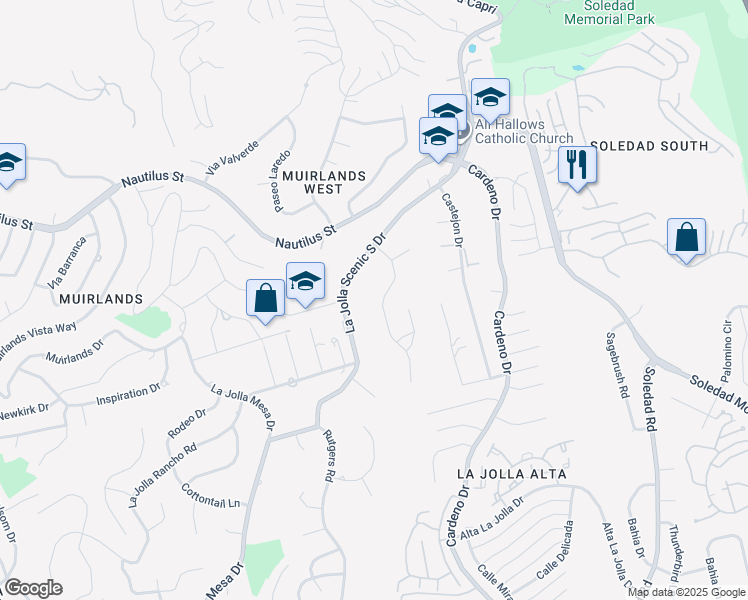 map of restaurants, bars, coffee shops, grocery stores, and more near 6304 La Pintura Drive in San Diego