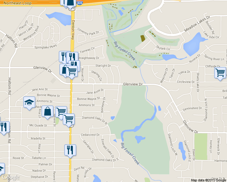 map of restaurants, bars, coffee shops, grocery stores, and more near 5820 Jane Anne St in Haltom City