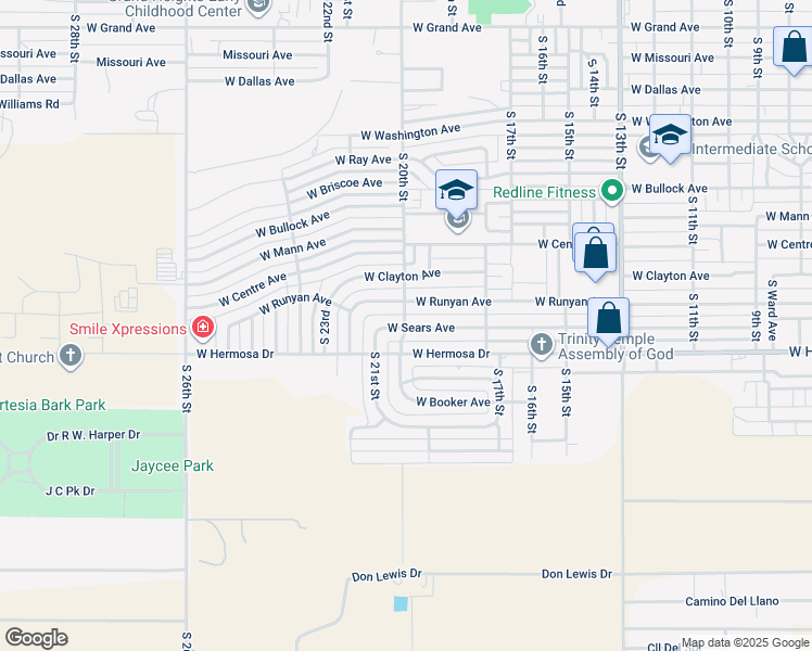 map of restaurants, bars, coffee shops, grocery stores, and more near 1908 W Sears Ave in Artesia