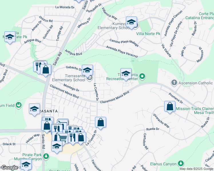 map of restaurants, bars, coffee shops, grocery stores, and more near 10931 Hijos Way in San Diego