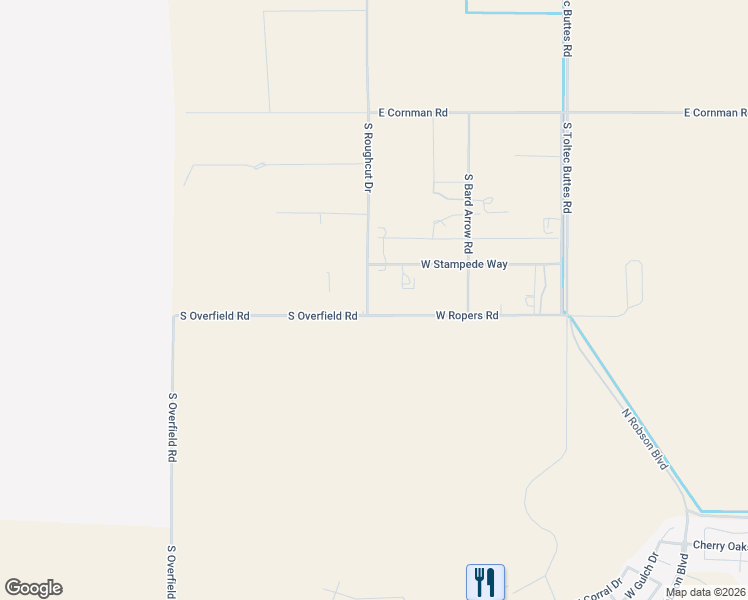 map of restaurants, bars, coffee shops, grocery stores, and more near 7200 West Ropers Road in Casa Grande