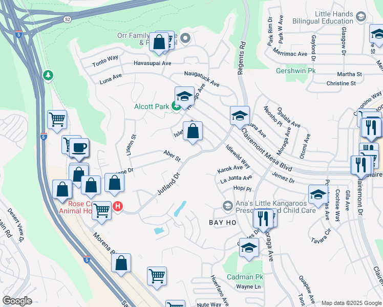 map of restaurants, bars, coffee shops, grocery stores, and more near in San Diego