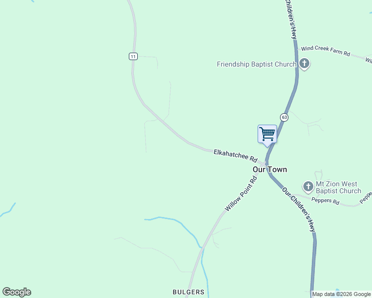 map of restaurants, bars, coffee shops, grocery stores, and more near 9480 Elkahatchee Road in Alexander City