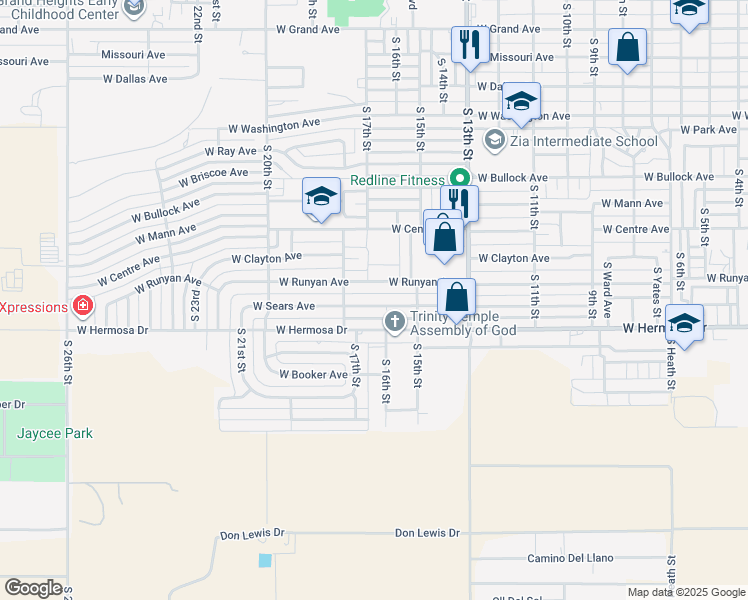 map of restaurants, bars, coffee shops, grocery stores, and more near 1632 West Sears Avenue in Artesia