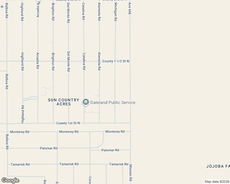 map of restaurants, bars, coffee shops, grocery stores, and more near 1373 Alameda Road in Dateland