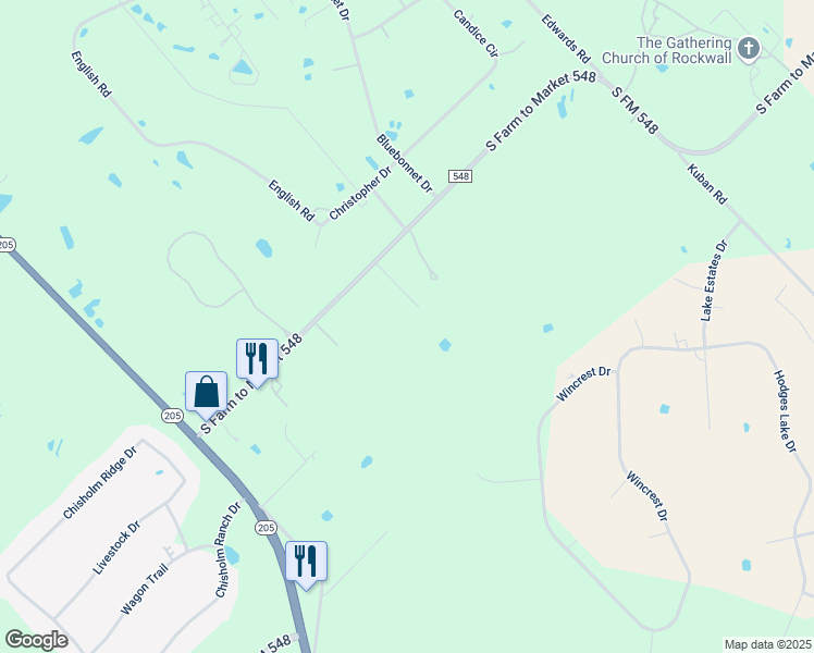 map of restaurants, bars, coffee shops, grocery stores, and more near 14341 Farm to Market 548 in Rockwall