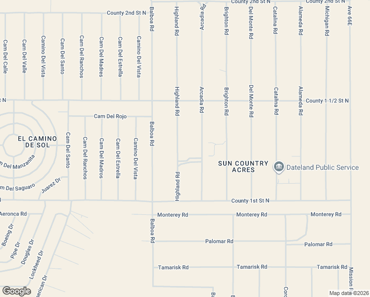 map of restaurants, bars, coffee shops, grocery stores, and more near 1333 Highland Road in Dateland