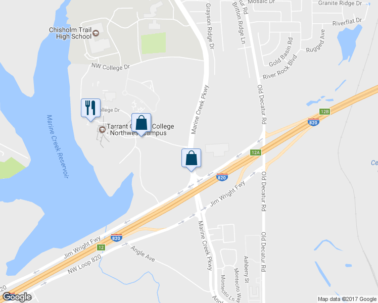 map of restaurants, bars, coffee shops, grocery stores, and more near 4841 Marine Creek Parkway in Fort Worth