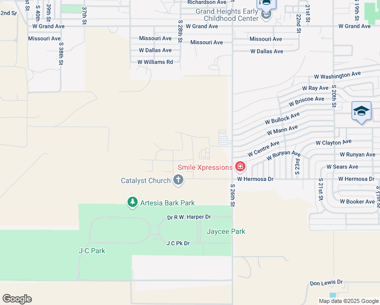 map of restaurants, bars, coffee shops, grocery stores, and more near 1350 South 26th Street in Artesia