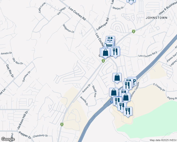 map of restaurants, bars, coffee shops, grocery stores, and more near 13111 Beacon View Lane in Lakeside