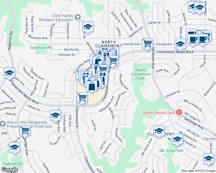 map of restaurants, bars, coffee shops, grocery stores, and more near 4132 Bannock Avenue in San Diego