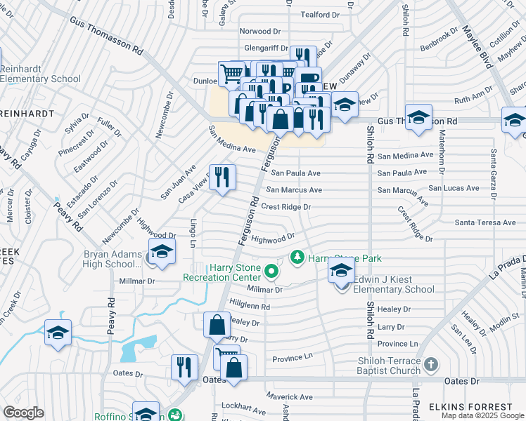 map of restaurants, bars, coffee shops, grocery stores, and more near in Dallas