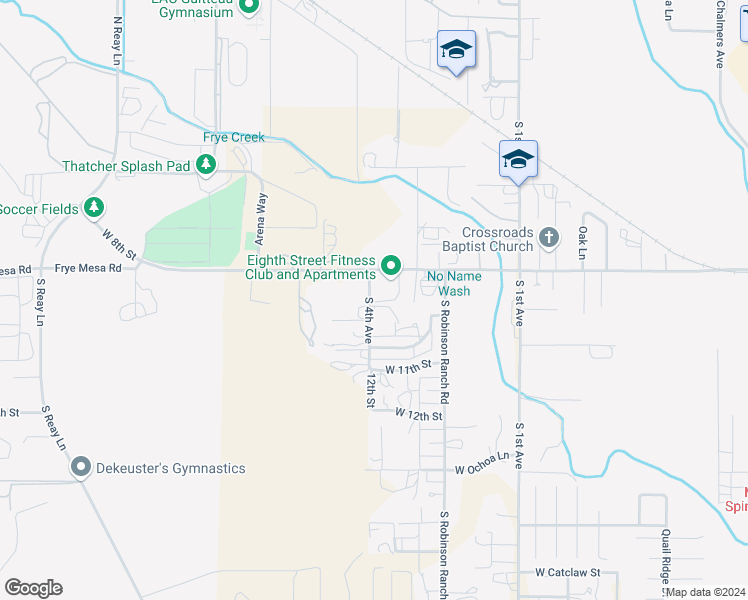 map of restaurants, bars, coffee shops, grocery stores, and more near 897 South 4th Avenue in Thatcher