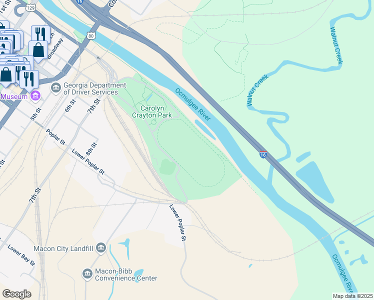 map of restaurants, bars, coffee shops, grocery stores, and more near in Macon