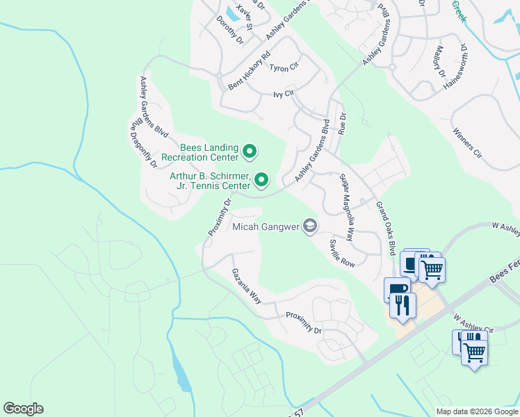 map of restaurants, bars, coffee shops, grocery stores, and more near 750 Byrd Garden Road in Charleston