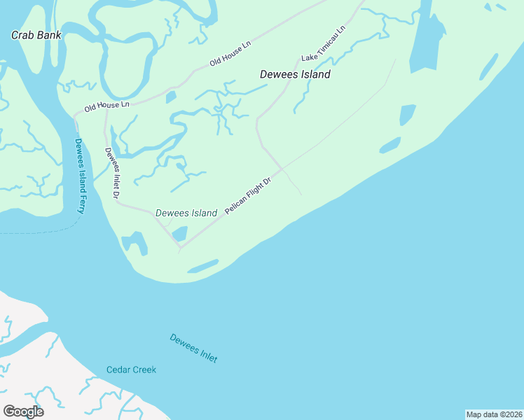 map of restaurants, bars, coffee shops, grocery stores, and more near 279 Pelican Flight Drive in Dewees Island