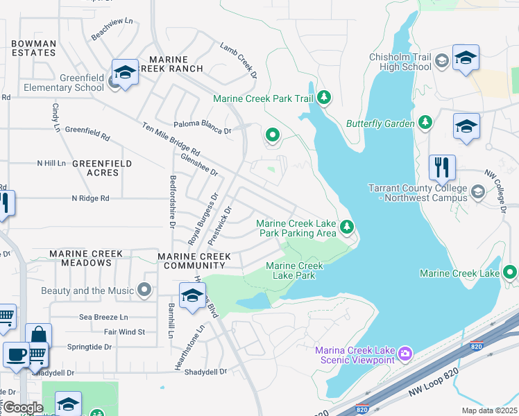 map of restaurants, bars, coffee shops, grocery stores, and more near 5366 Lansdowne Avenue in Fort Worth