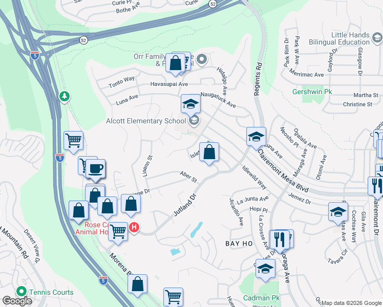 map of restaurants, bars, coffee shops, grocery stores, and more near 3017 Fawn Avenue in San Diego
