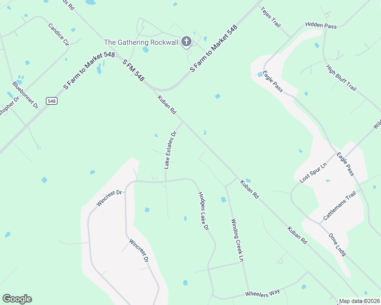 map of restaurants, bars, coffee shops, grocery stores, and more near 1500 Winding Creek Lane in Rockwall