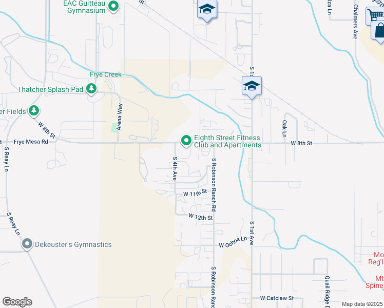 map of restaurants, bars, coffee shops, grocery stores, and more near 3291 West 8th Street in Thatcher