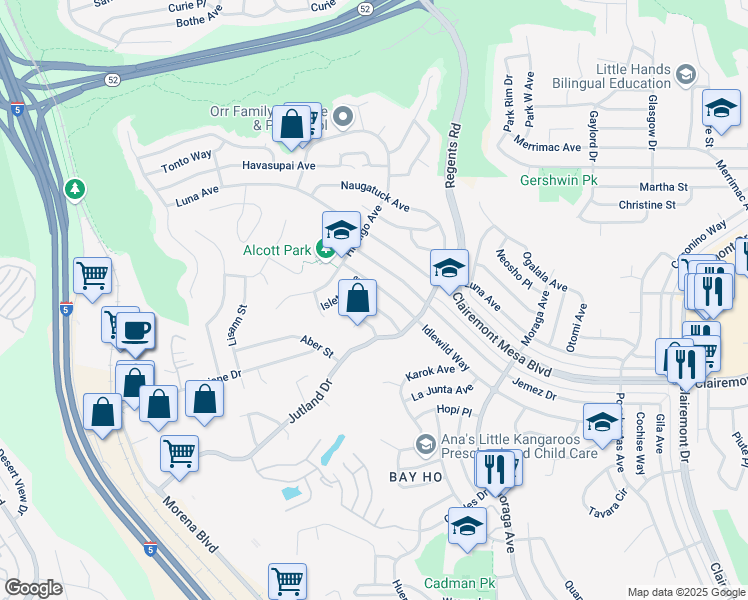 map of restaurants, bars, coffee shops, grocery stores, and more near 3114 Haidas Avenue in San Diego