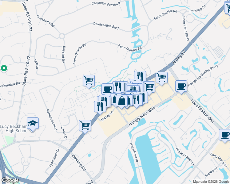 map of restaurants, bars, coffee shops, grocery stores, and more near 1828 Belle Chez in Mount Pleasant