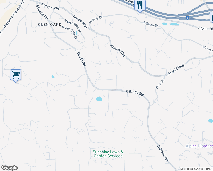 map of restaurants, bars, coffee shops, grocery stores, and more near 914 South Grade Road in Alpine