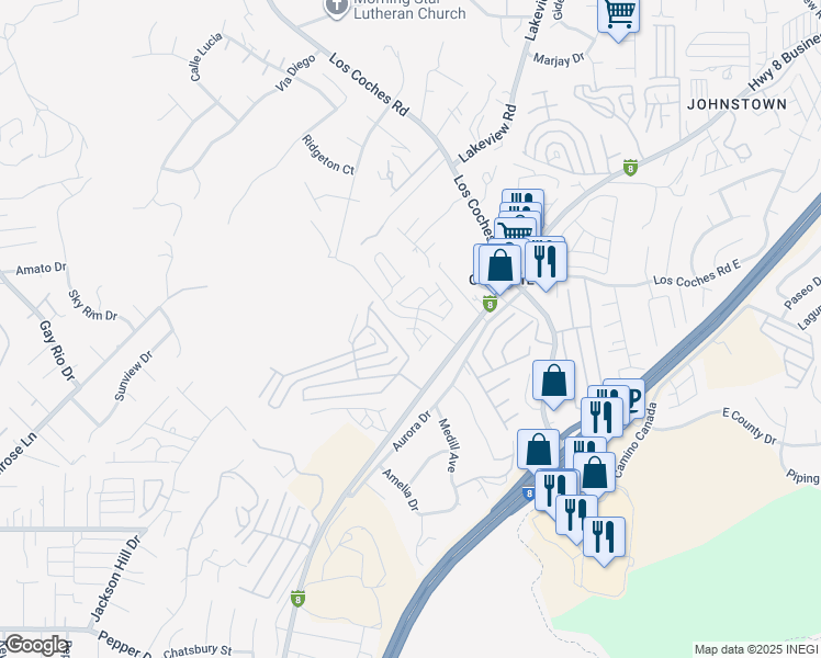 map of restaurants, bars, coffee shops, grocery stores, and more near 13111 Beacon View Lane in Lakeside