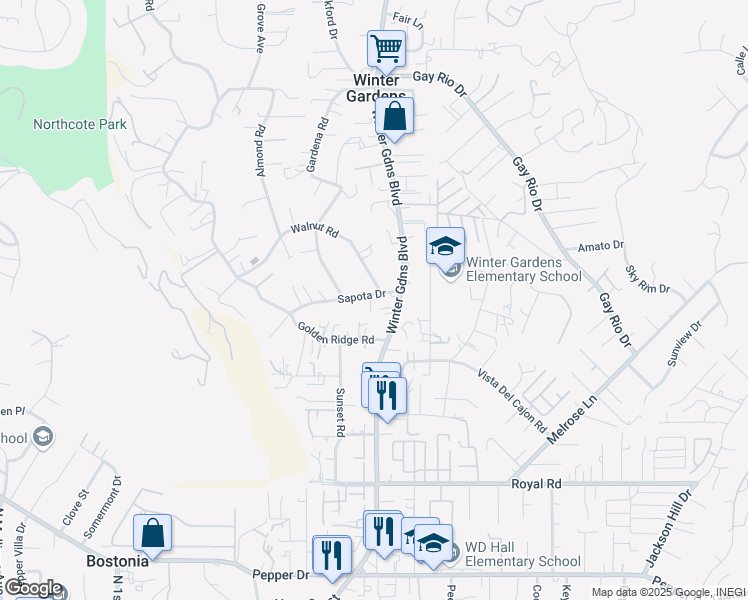 map of restaurants, bars, coffee shops, grocery stores, and more near 11939 Sapota Drive in Lakeside